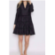 SAIL to SABLE black lace trim long sleeve tunic flare dress