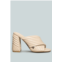 Rag & Co X hutton nude quilted block heel leather sandals