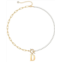 Rachel Glauber rg 14k gold plated initial pearl link chain necklace