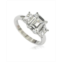 Suzy Levian New York Suzy Levian Sterling Silver Cubic Zirconia Emerald Cut 3.50cttw 3-Stone Engagement Ring